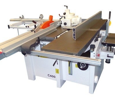 Combinée Lurem type C400/5 dégauchisseuse – raboteuse – mortaiseuse – scie circulaire, toupie – chariot 2600 mm – 220 V ou 380 V